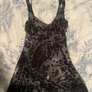 Kismet Black and Gray Patterned Babydoll Top Animal Print